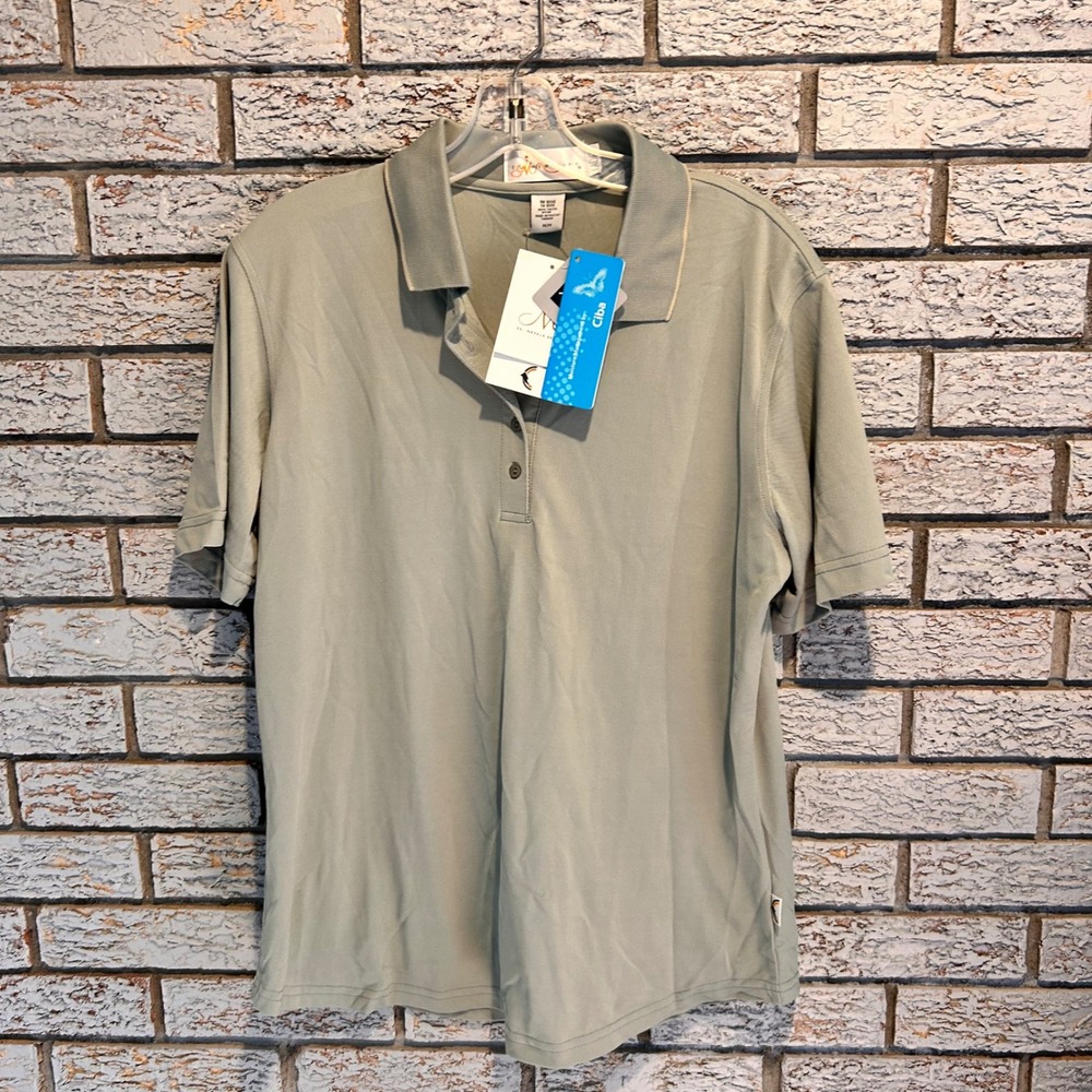 Il Migliore Womens Sage Green Tactel Nylon Short Sleeve Polo Shirt Size M NWT